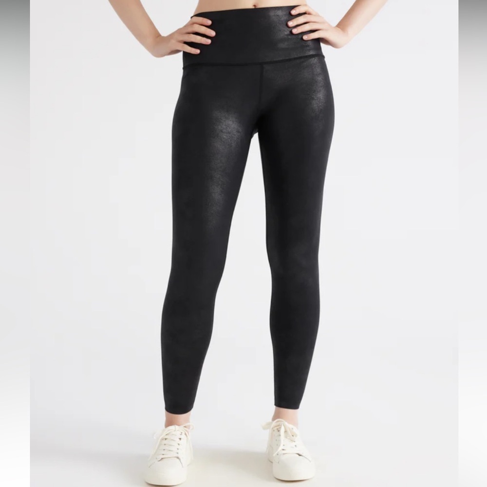 Knix NWOT High Rise Contour Skinny Shiny Faux Leather Thick Waistband Legging